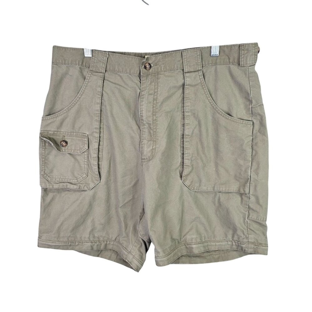 Mens Cabelas Outdoors Khaki Cargo Shorts 100% Cotton Outdoor 9" Inseam Size 36